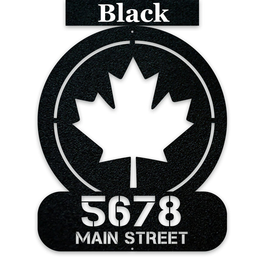 Circle Maple Leaf Address Personalized Metal Sign