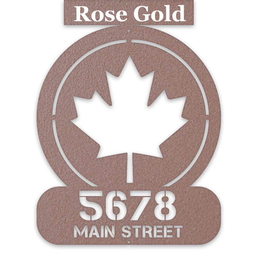Circle Maple Leaf Address Personalized Metal Sign