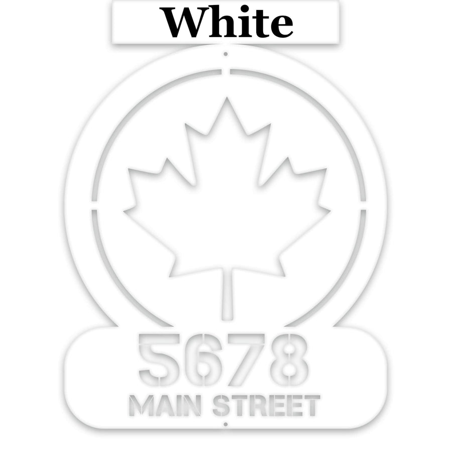 Circle Maple Leaf Address Personalized Metal Sign