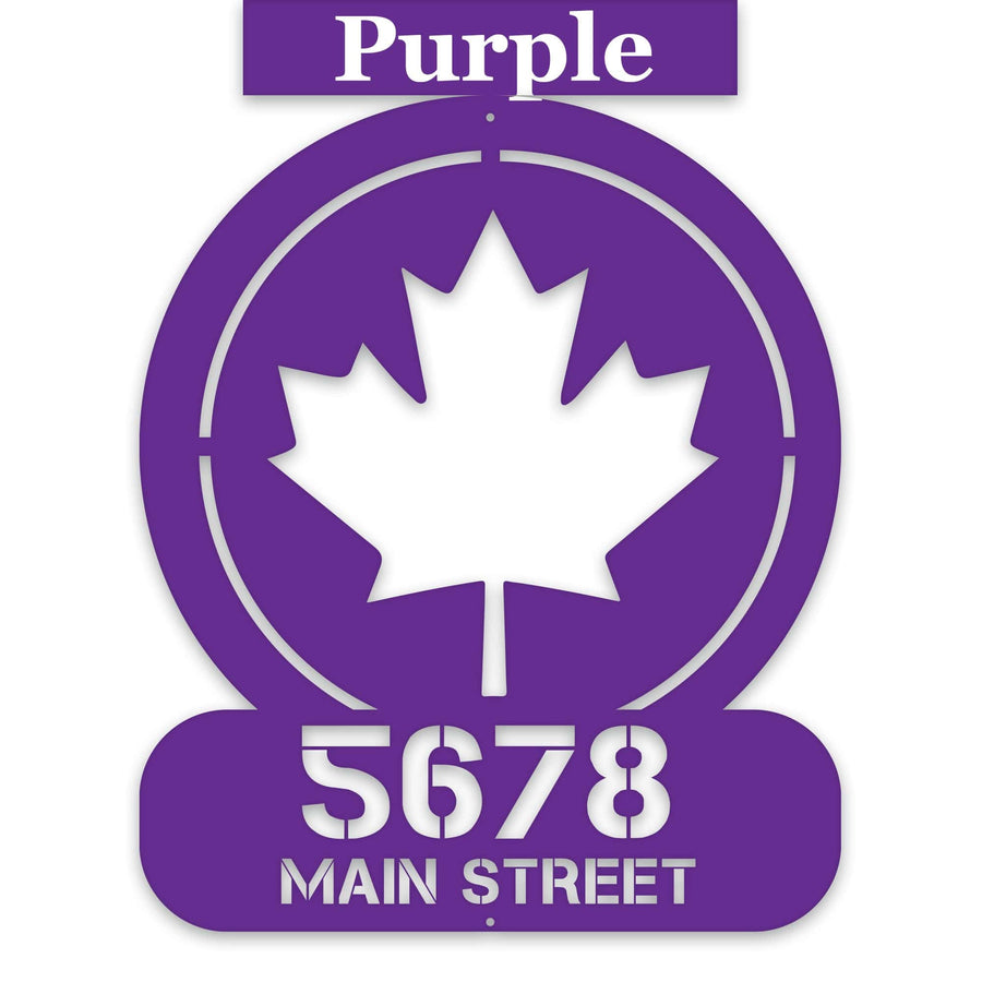 Circle Maple Leaf Address Personalized Metal Sign