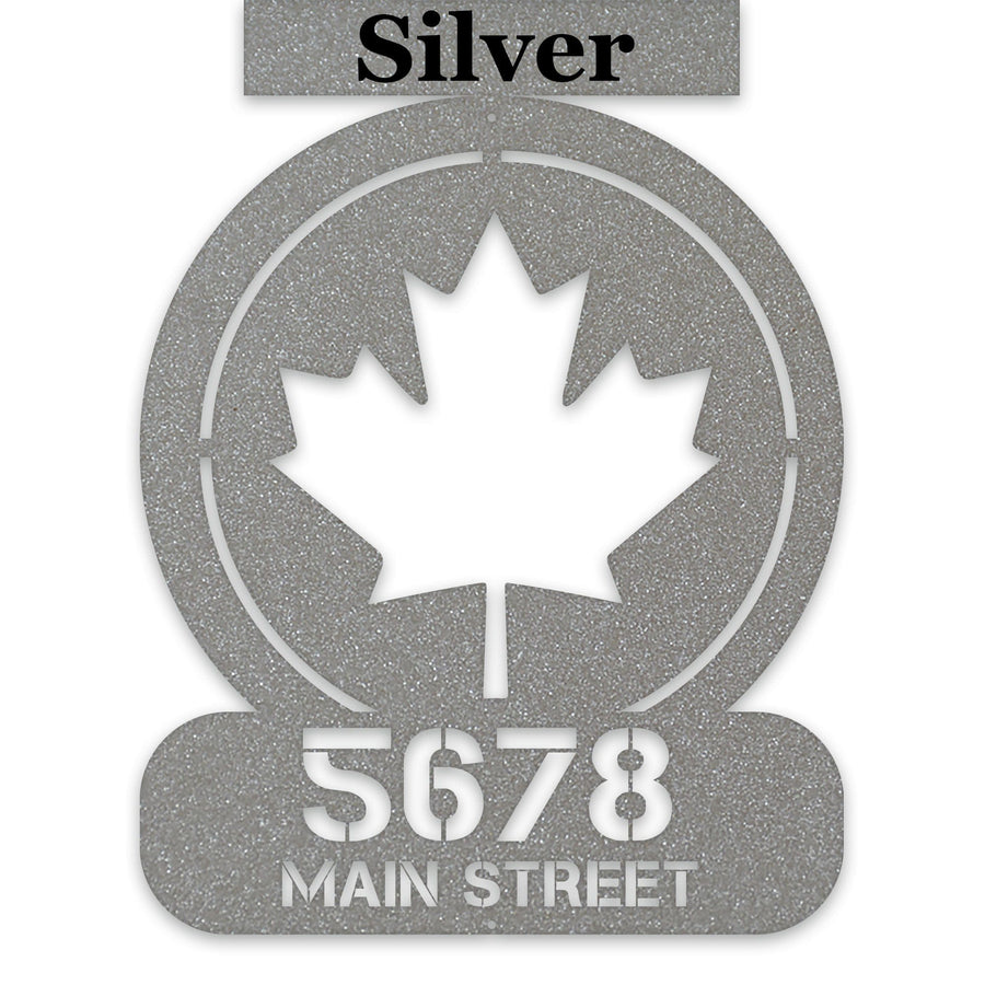 Circle Maple Leaf Address Personalized Metal Sign