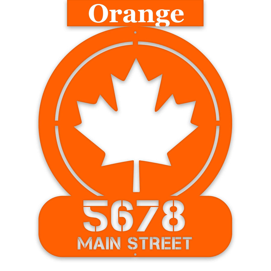 Circle Maple Leaf Address Personalized Metal Sign