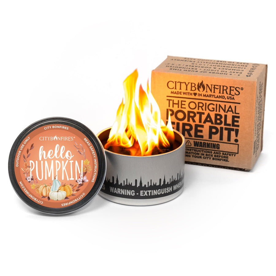 Fall Edition bonfire with Hello Pumpkin lid and box