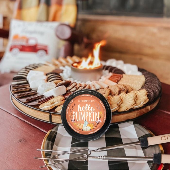 Fall Edition bonfire in an autumn snack display