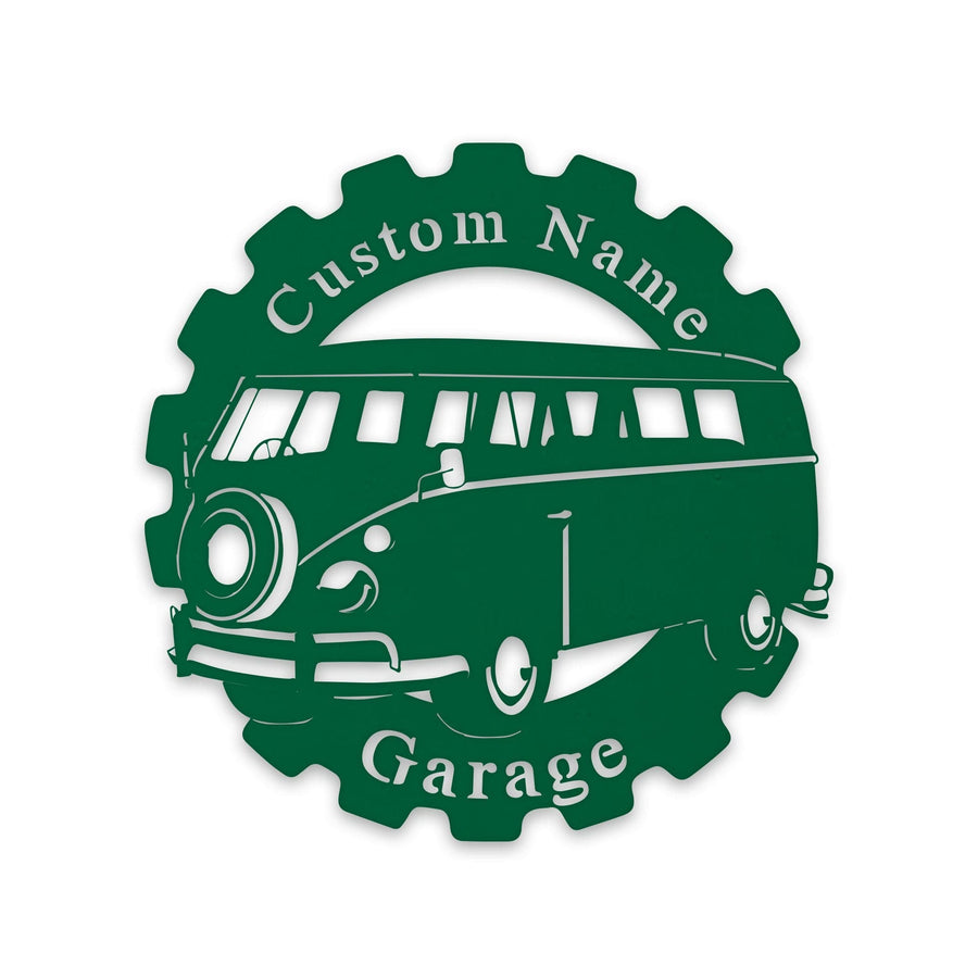 Classic Car- VW Bus in Gear- Personalized Metal Sign