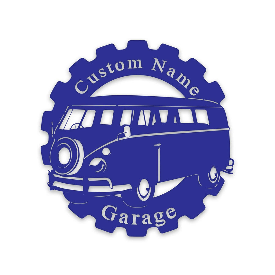 Classic Car- VW Bus in Gear- Personalized Metal Sign