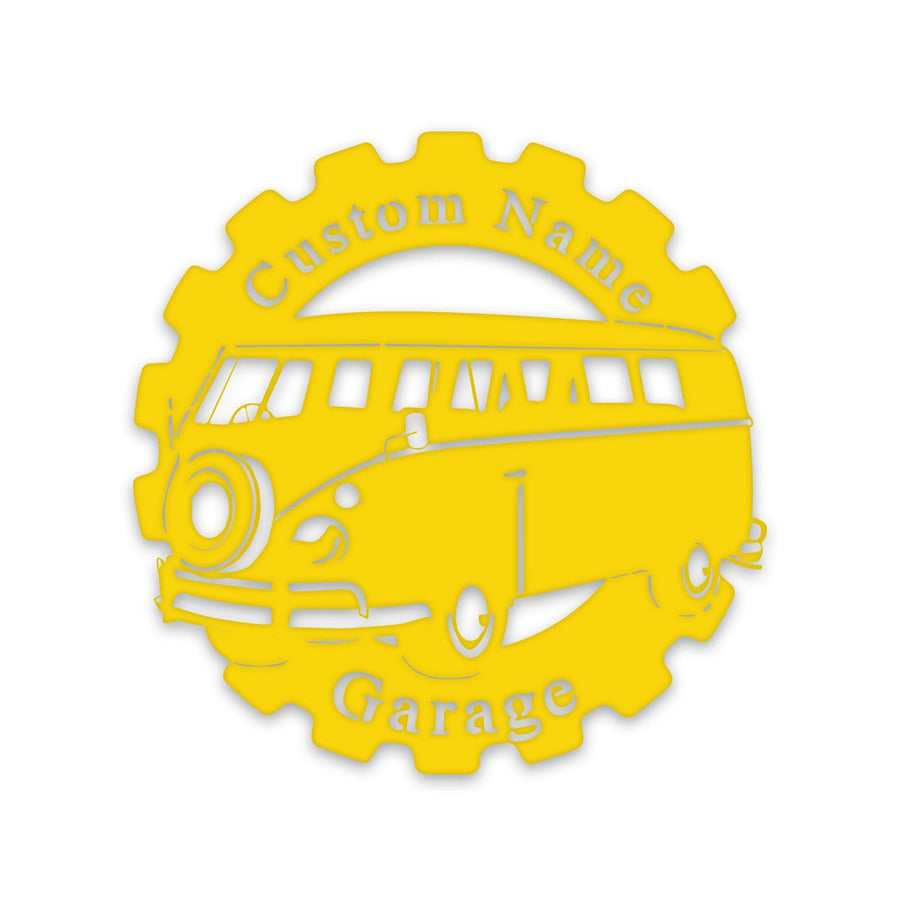 Classic Car- VW Bus in Gear- Personalized Metal Sign