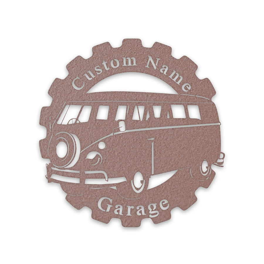 Classic Car- VW Bus in Gear- Personalized Metal Sign