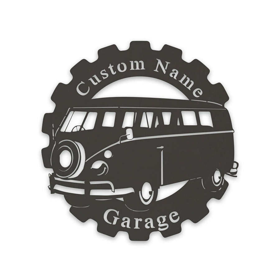 Classic Car- VW Bus in Gear- Personalized Metal Sign