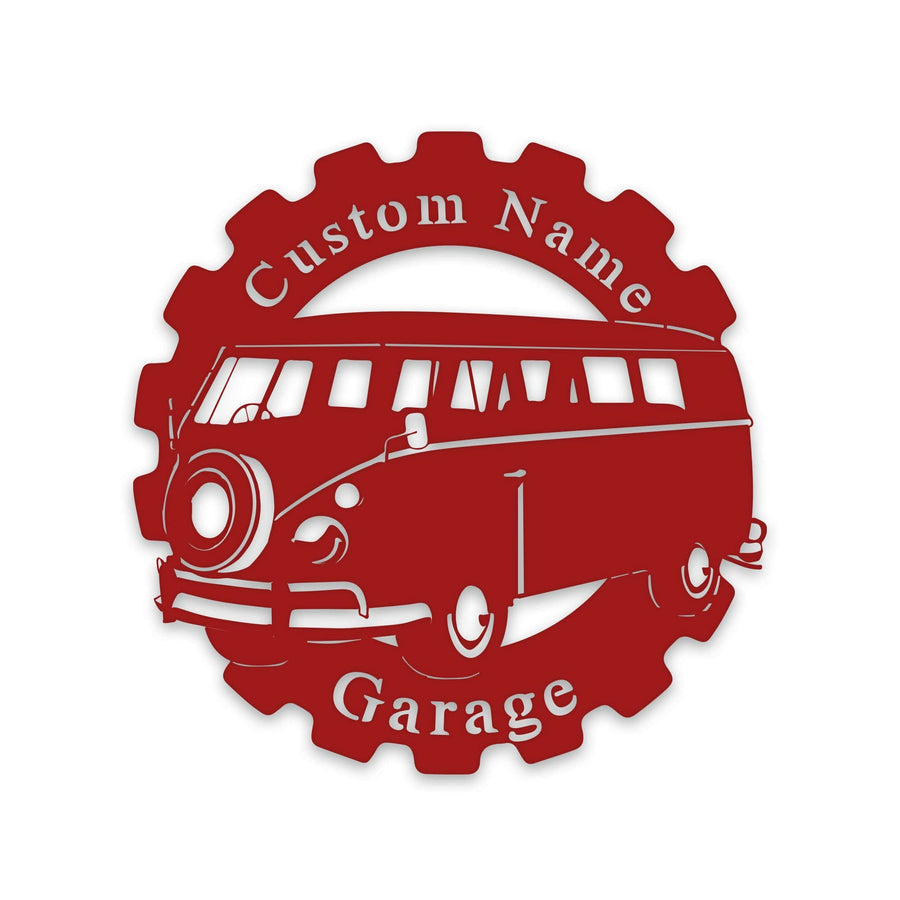 Classic Car- VW Bus in Gear- Personalized Metal Sign
