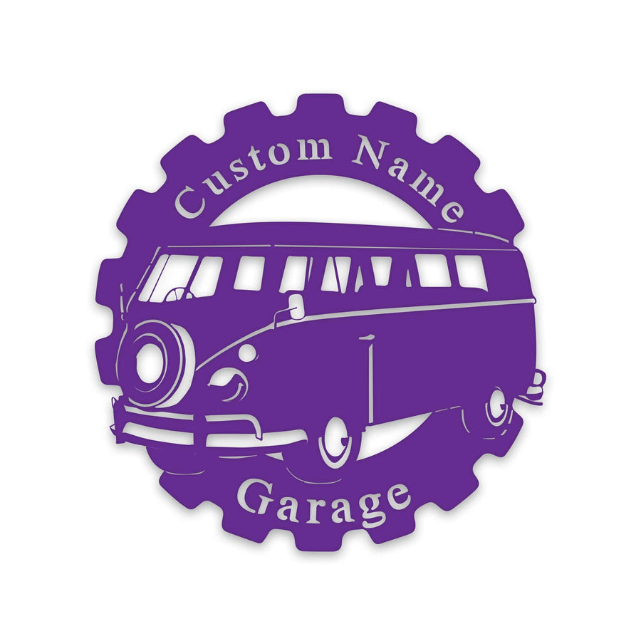 Classic Car- VW Bus in Gear- Personalized Metal Sign