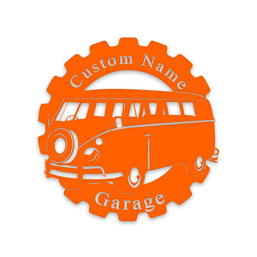 Classic Car- VW Bus in Gear- Personalized Metal Sign