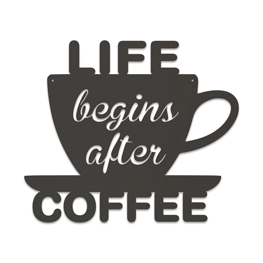Life Begins After Coffee Metal Sign - Durable Rustic Metal Wall Decor for Office & Coffee Nook