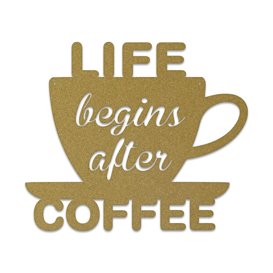 Life Begins After Coffee Metal Sign - Durable Rustic Metal Wall Decor for Office & Coffee Nook