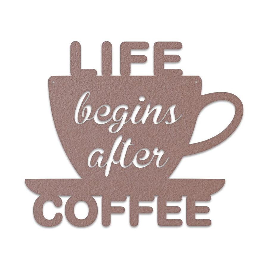 Life Begins After Coffee Metal Sign - Durable Rustic Metal Wall Decor for Office & Coffee Nook