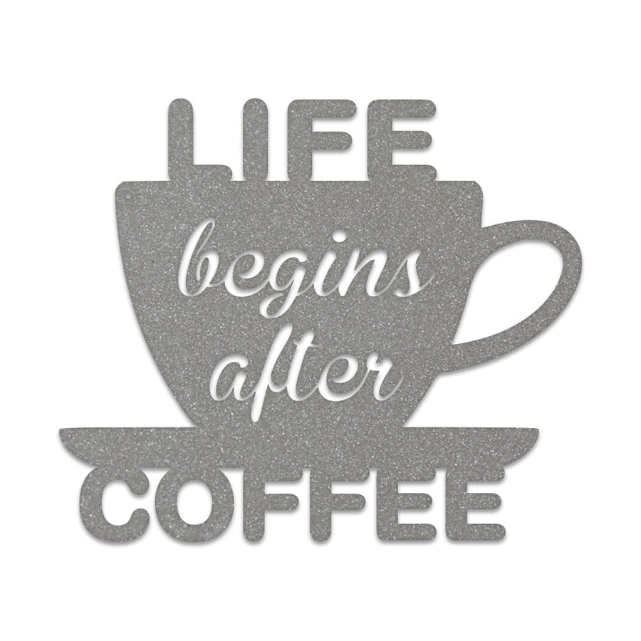 Life Begins After Coffee Metal Sign - Durable Rustic Metal Wall Decor for Office & Coffee Nook