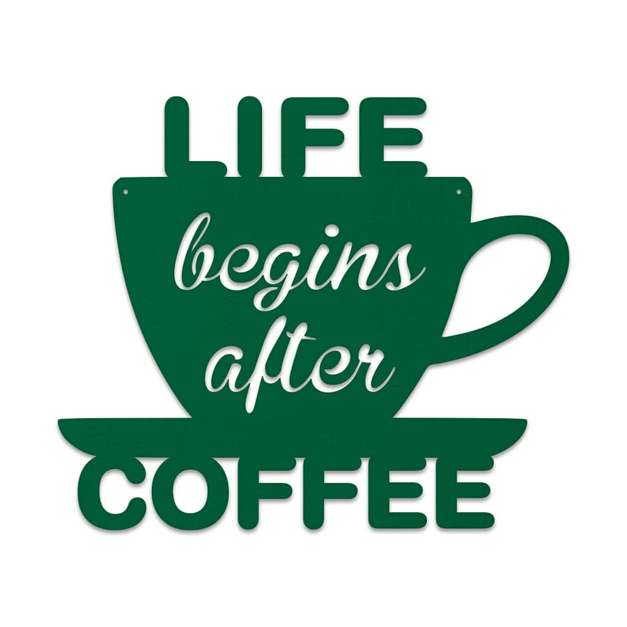 Life Begins After Coffee Metal Sign - Durable Rustic Metal Wall Decor for Office & Coffee Nook