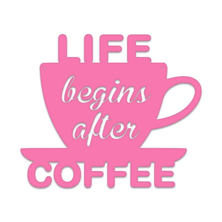 Life Begins After Coffee Metal Sign - Durable Rustic Metal Wall Decor for Office & Coffee Nook