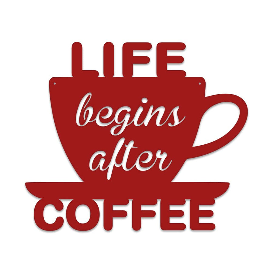 Life Begins After Coffee Metal Sign - Durable Rustic Metal Wall Decor for Office & Coffee Nook
