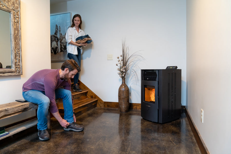 HP50S-Black 2,200 sq. ft. Pellet Stove with a 47-lb Hopper in Black