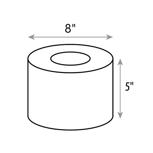 Cylinder holder dimension drawing showing eight-inch width and five-inch height