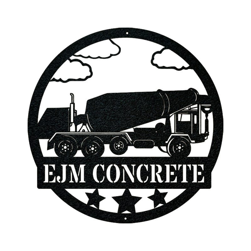 Concrete Mixer Sign - Personalized Metal Wall Decor Gift | Construction Collection