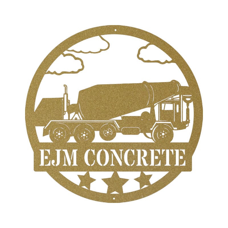 Concrete Mixer Sign - Personalized Metal Wall Decor Gift | Construction Collection
