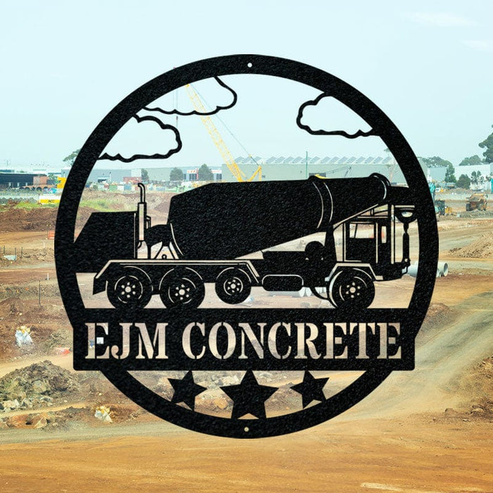 Concrete Mixer Sign - Personalized Metal Wall Decor Gift | Construction Collection