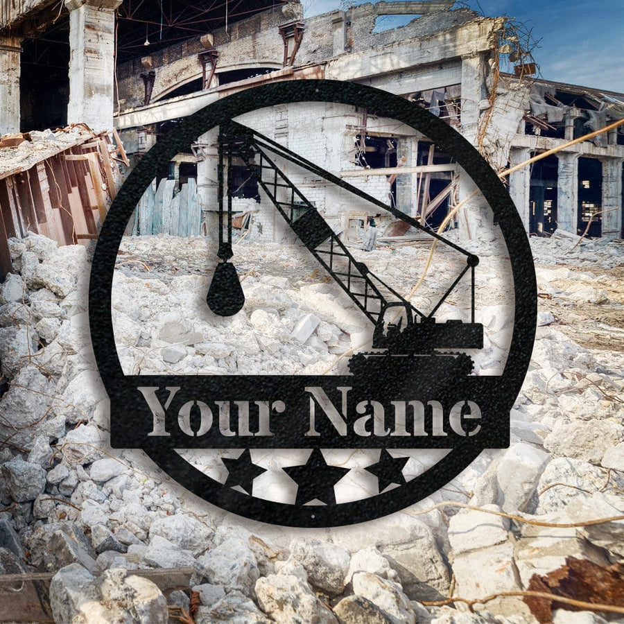 Wrecking Ball Sign - Personalized Metal Wall Décor | Custom Construction Gift
