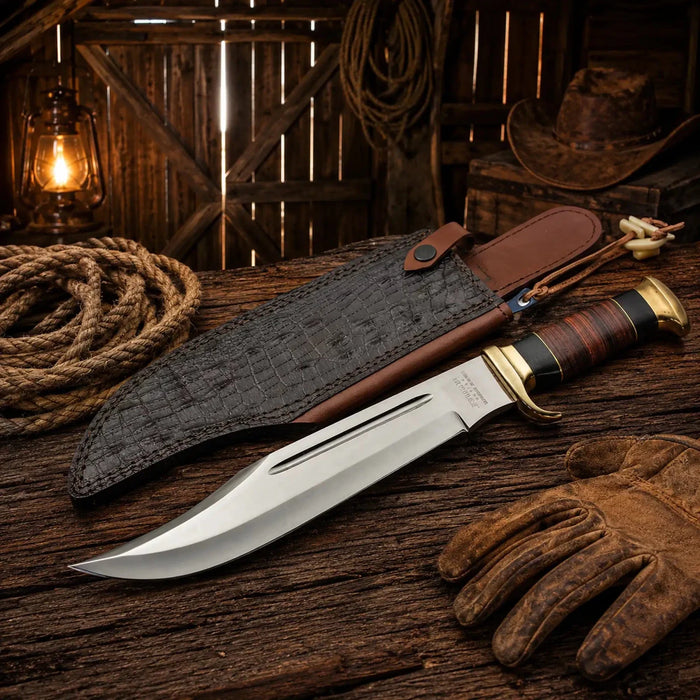 Crocodile Dundee Knife 440C Steel Bowie with Buffalo Horn