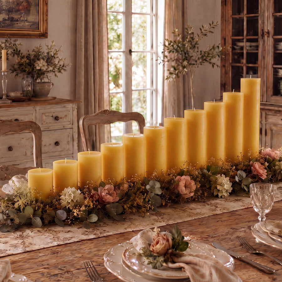 3x3 Inch Yellow Beeswax Pillar Candle