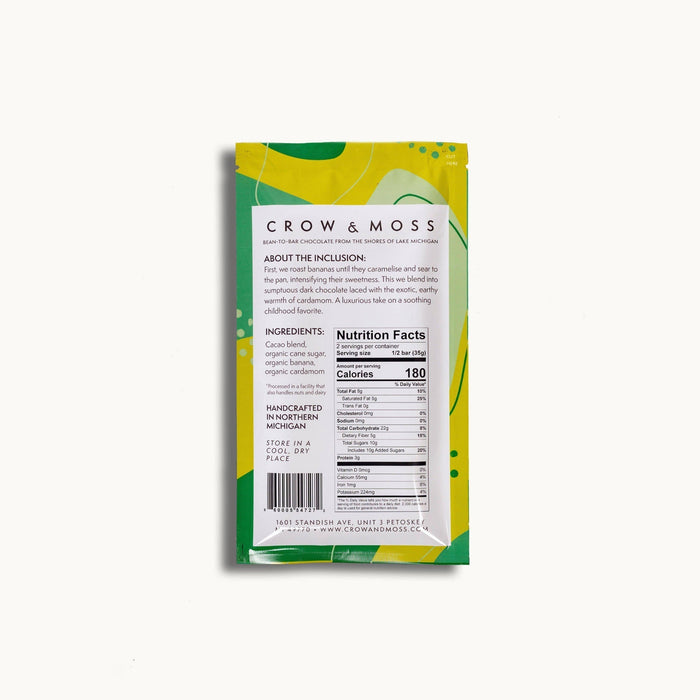 Crow & Moss Chocolate - Banana Cardamom Brulee Chocolate Bar 65% - Case of 15 - Dark Chocolate Inclusion Bar | Delivery near me in ... Farm2Me #url#
