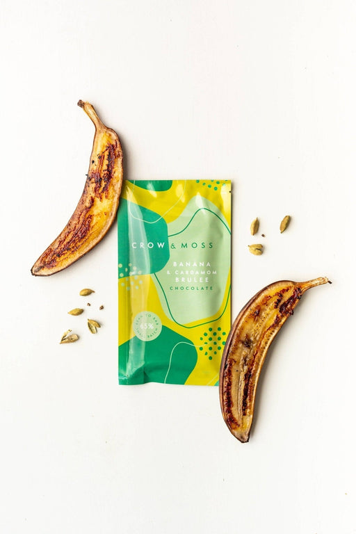 Crow & Moss Chocolate - Banana Cardamom Brulee Chocolate Bar 65% - Case of 15 - Dark Chocolate Inclusion Bar | Delivery near me in ... Farm2Me #url#
