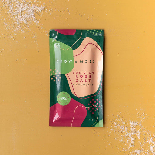 Crow & Moss Chocolate - Bolivian Rose Salt Chocolate Bar 67% - Case of 15 - Dark Chocolate Inclusion Bar | Delivery near me in ... Farm2Me #url#