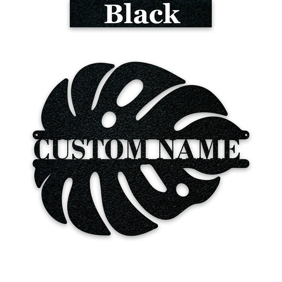 Customizable Single Split Monstera Leaf Metal Sign