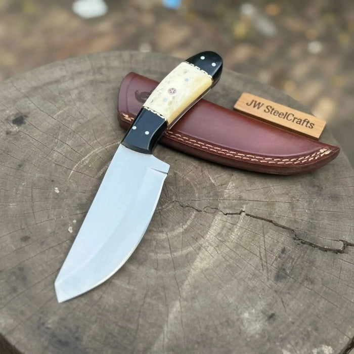 Handmade Drop Point Knife High Carbon Steel Camel Bone & Epoxy Resin Handle