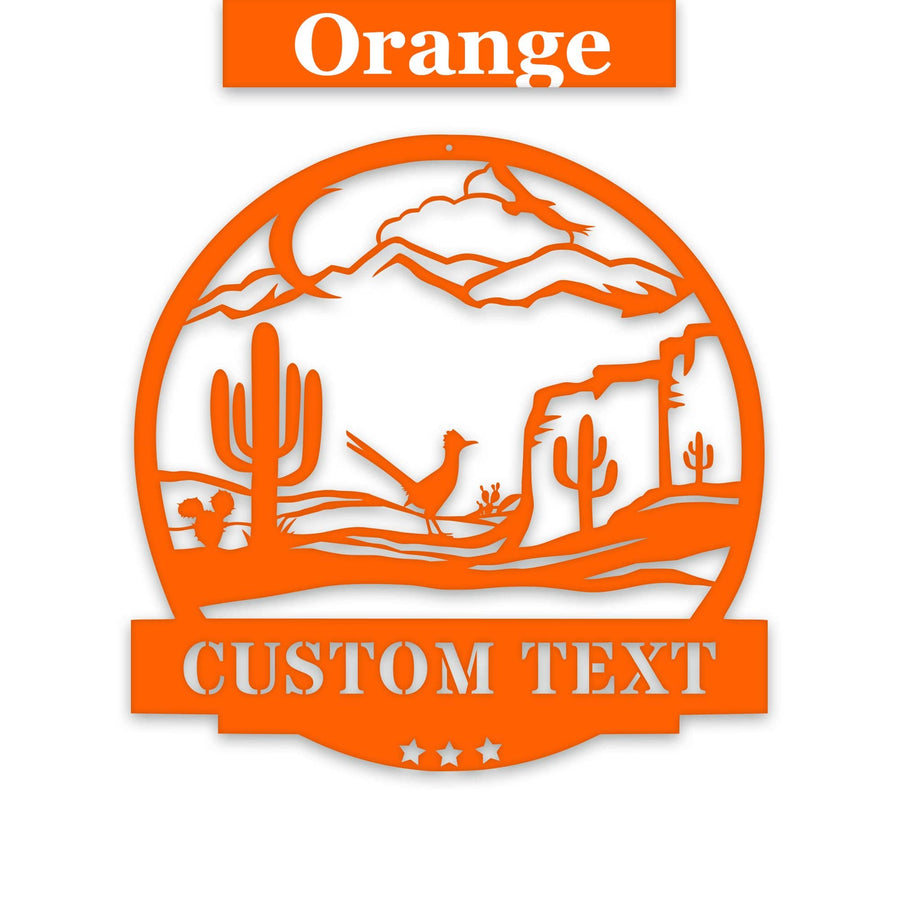 Desert Cactus with Roadrunner Customizable Metal Sign