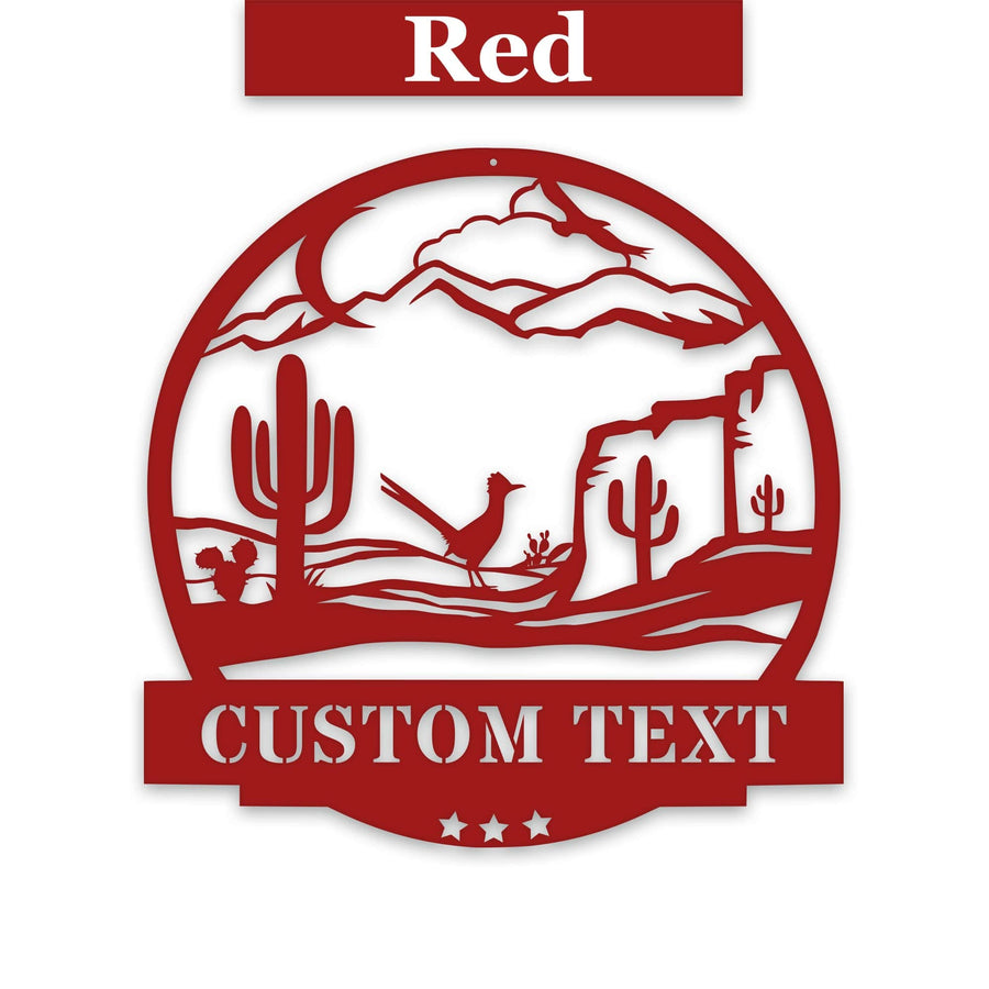 Desert Cactus with Roadrunner Customizable Metal Sign