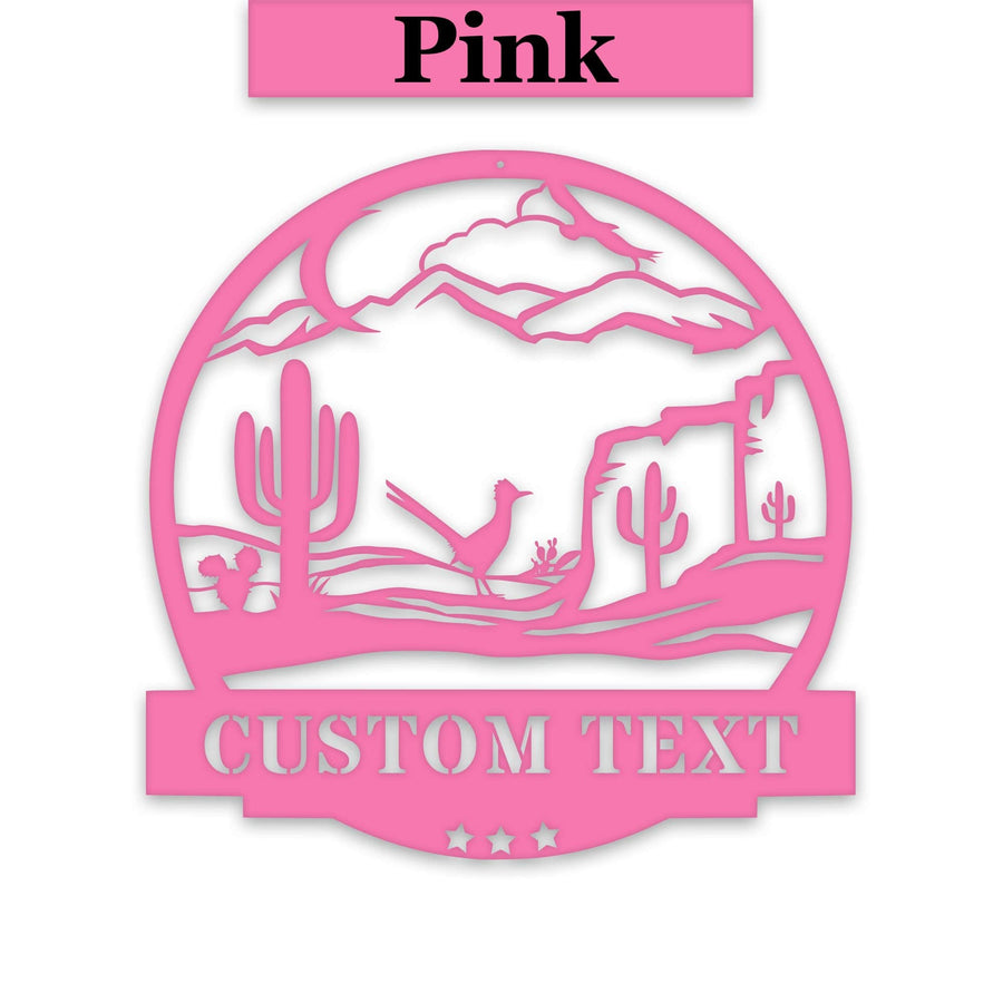 Desert Cactus with Roadrunner Customizable Metal Sign