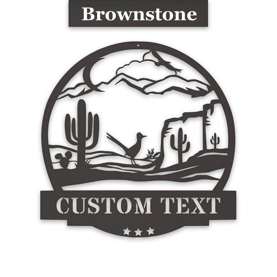 Desert Cactus with Roadrunner Customizable Metal Sign