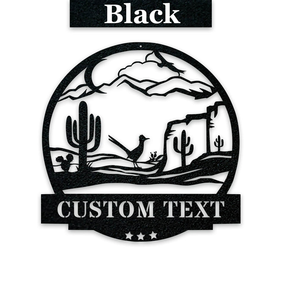Desert Cactus with Roadrunner Customizable Metal Sign