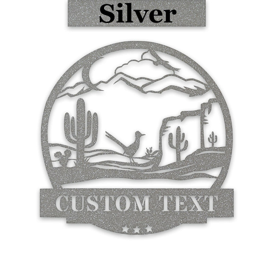 Desert Cactus with Roadrunner Customizable Metal Sign