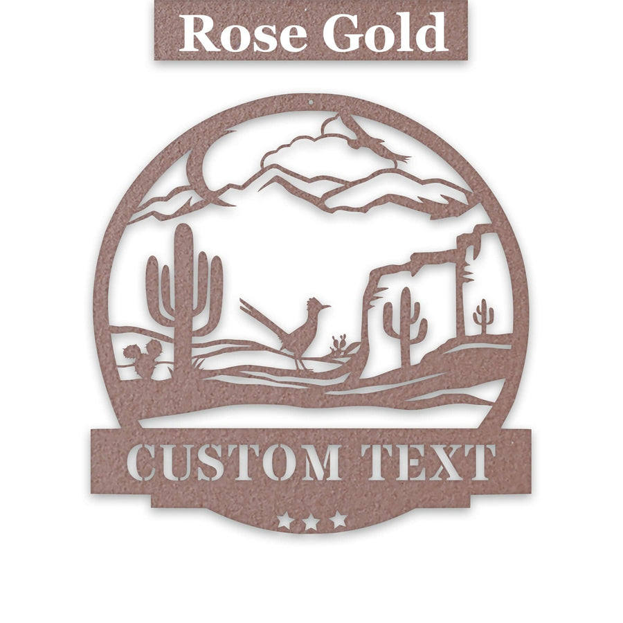 Desert Cactus with Roadrunner Customizable Metal Sign