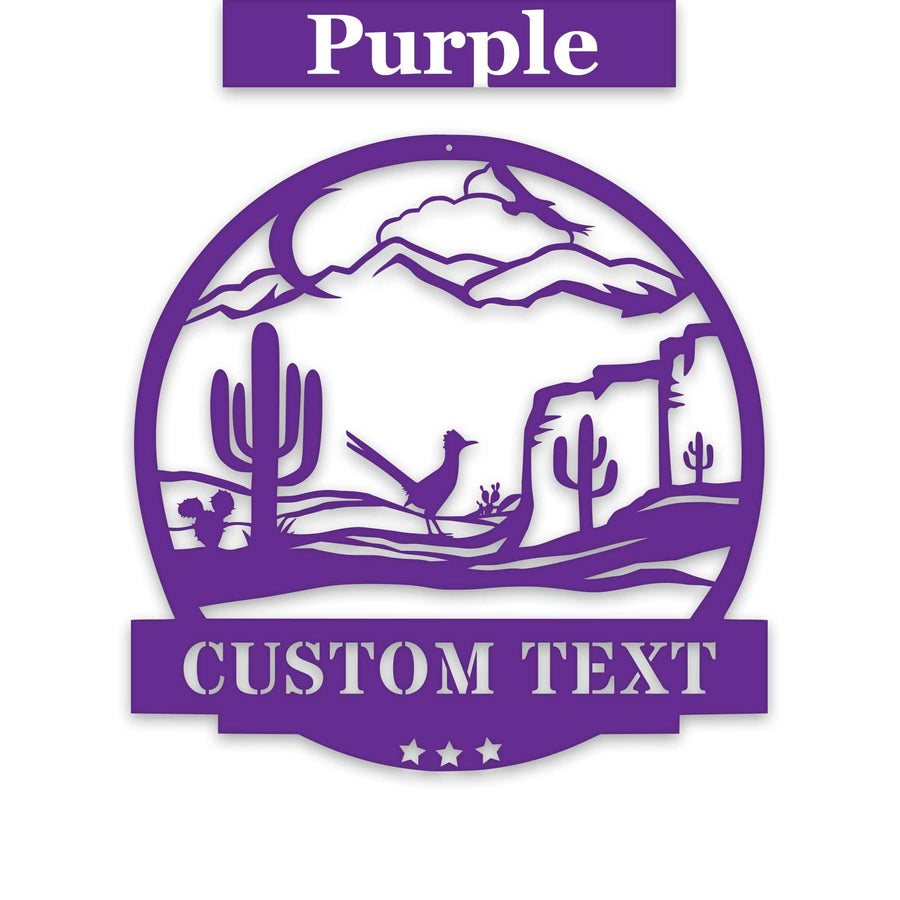 Desert Cactus with Roadrunner Customizable Metal Sign