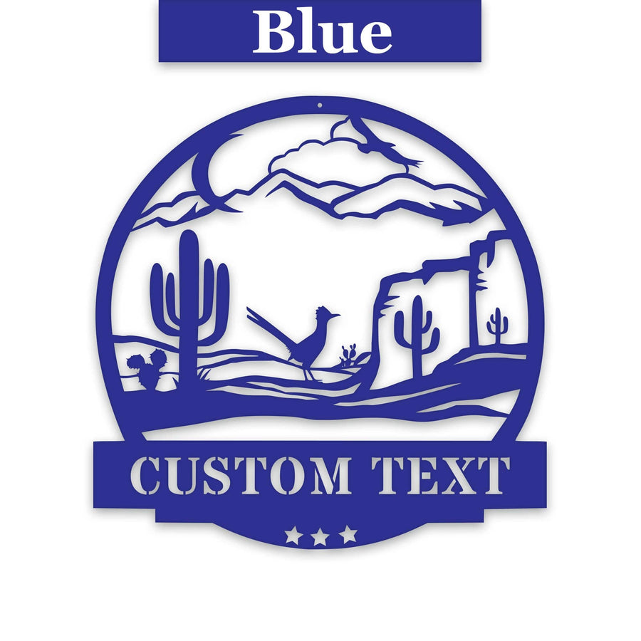 Desert Cactus with Roadrunner Customizable Metal Sign