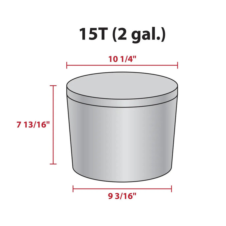 Dimension drawing for a nominal two-gallon popcorn tin