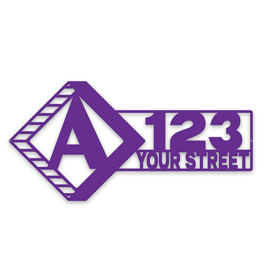 Diamond Split Address Personalized Metal Sign