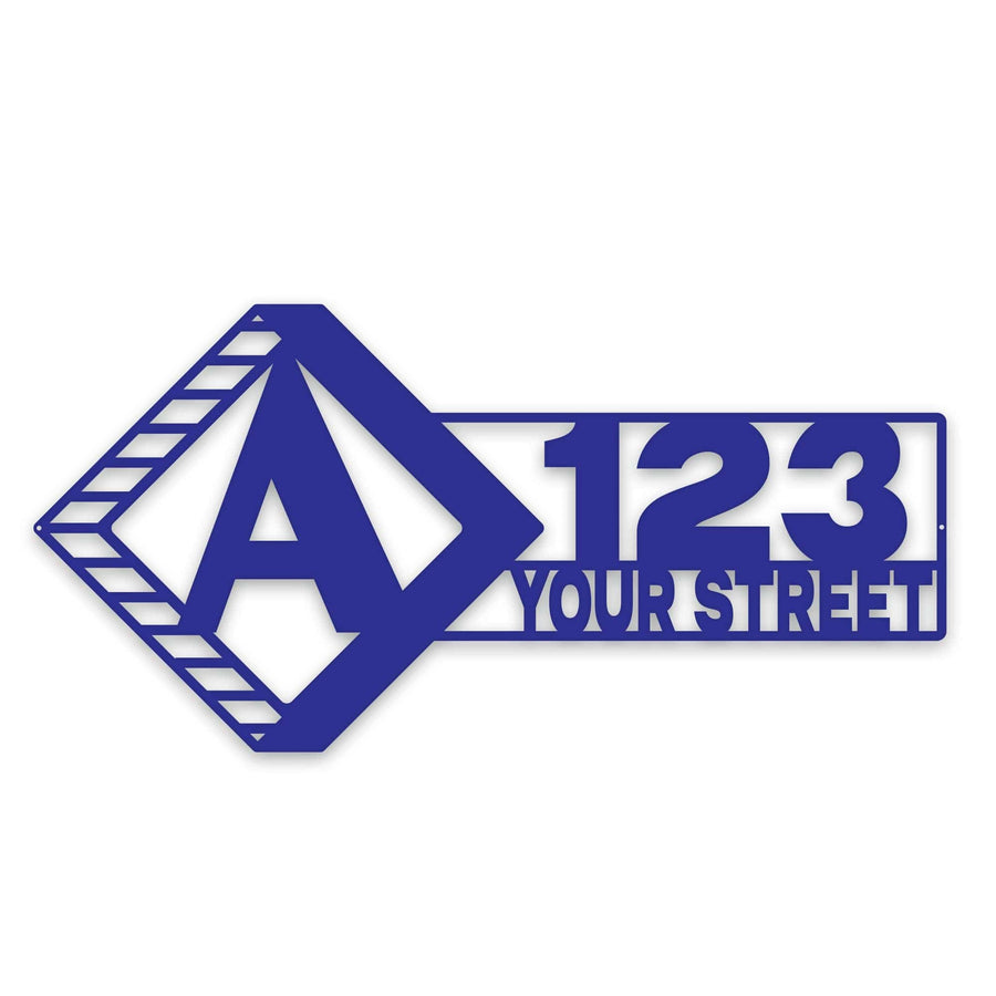 Diamond Split Address Personalized Metal Sign