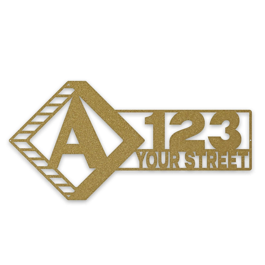 Diamond Split Address Personalized Metal Sign