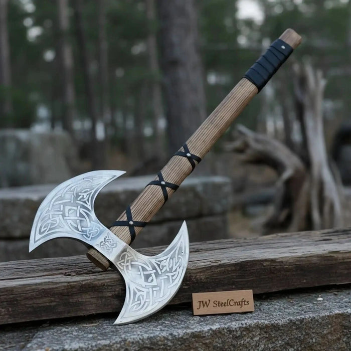 Unique Double-Headed Viking Axe - Handcrafted Decor Piece | Two Styles Available | JW SteelCrafts